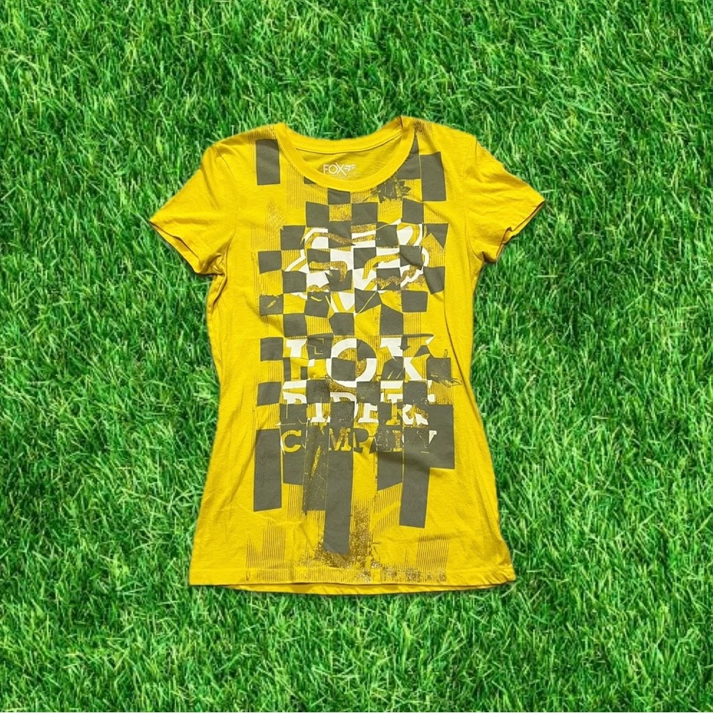 vtg grungey y2k Fox Racing graphic baby tee